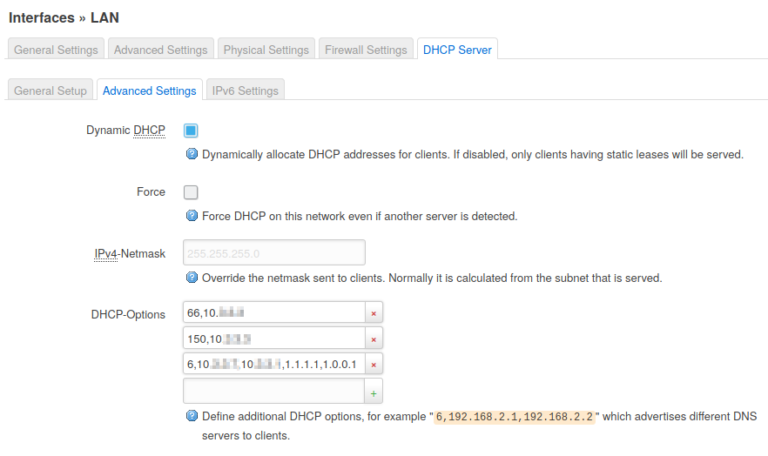 Openwrt настройка lan dhcp